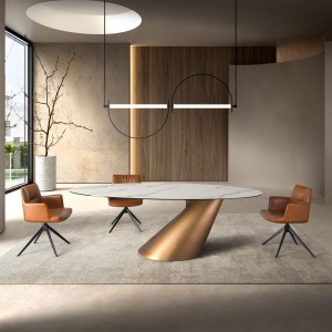 Masa ovala design LUX Marble 110x240cm - Img 4