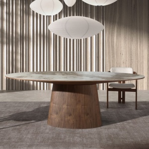 Masa ovala marmura portelanata Walnut 220x112cm - Img 4