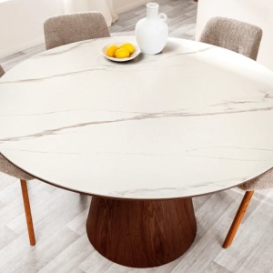 Masa rotunda, Ceramica Alba, Furnir Nuc, UNIQUE 120cm A-45144 VC - Img 8