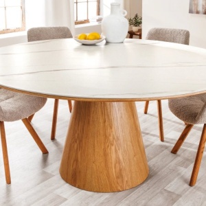 Masa rotunda, Ceramica Alba, Furnir Stejar, UNIQUE 120cm A-45143 VC - Img 9