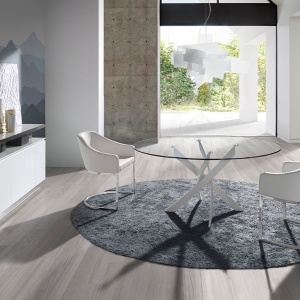 Masa rotunda design modern Veola alb, 110cm - Img 7