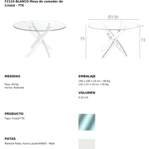 Masa rotunda design modern Veola alb, 130cm - Img 3