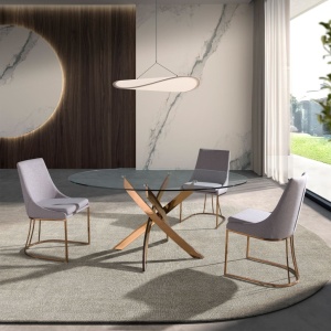 Masa rotunda design modern Veola auriu roze 130cm - Img 5