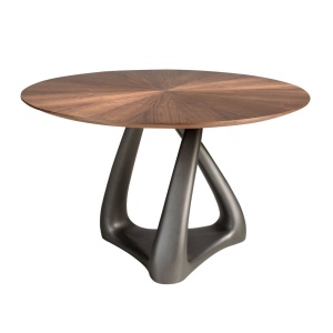Masa rotunda din lemn furniruit si fibra de sticla Walnut 150cm - Img 5
