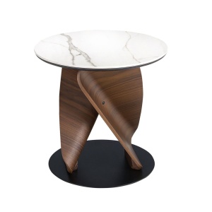 Masuta auxiliara rotunda Porcelain Marble Walnut - Img 6