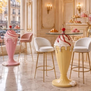 Masuta bistro stil pop art modern SWEET SOCIETY 90cm galben - Img 6