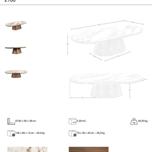 Masuta cu blat din marmura portelanata Walnut 160x80cm - Img 5
