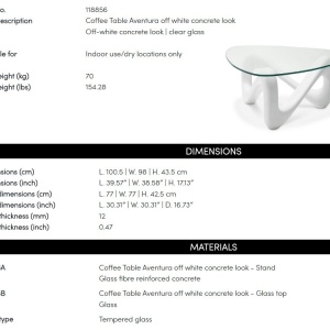 Masuta de cafea design LUX Aventura alb - Img 5