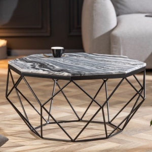 Masuta de cafea design minimalist Diamond 69cm, marmura gri - Img 4