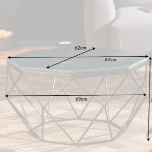 Masuta de cafea design minimalist Diamond 69cm, marmura verde - Img 6