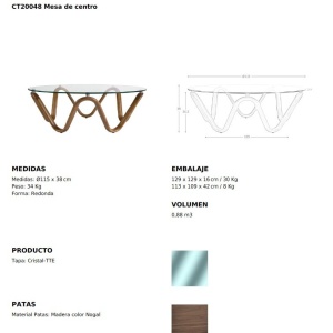 Masuta de cafea design modern Walnut Round - Img 4