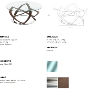 Masuta de cafea eleganta design LUX Walnut, 100cm - Img 7