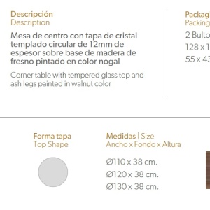 Masuta de cafea eleganta design LUX Walnut, 120cm CT16211 - Img 3
