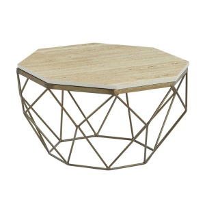 Masuta de cafea rotunda, Travertin, Bej, DIAMOND 70cm