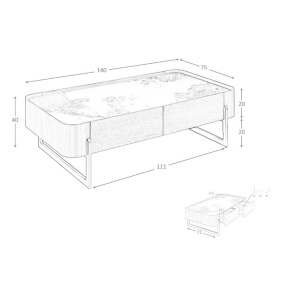Masuta deosebita design LUX Walnut-Marble - Img 10