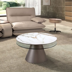 Masuta extensibila design LUX Porcelain marble/ Silver-grey