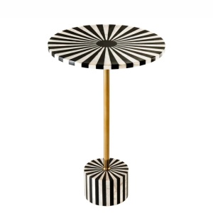 Masuta Laterala, Alb-Negru, Metal, HARMONY NATURE 55cm - Img 2