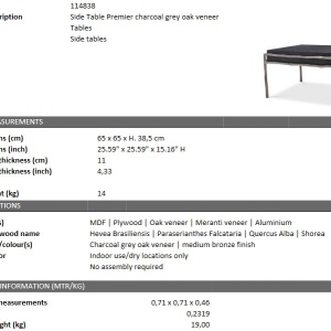 Masuta laterala design LUX Premier 65x65cm 114838 HZ - Img 6