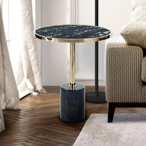 Masuta laterala design modern Dekala negru/auriu SV-258203