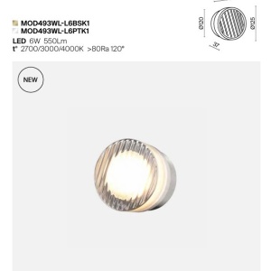 Mini Aplica LED CCT cu striatii diagonale Olo platinum - Img 4