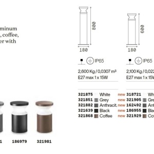Mini Stalp pentru iluminat exterior Torre pt1 h22 cafeniu 143636 universul-luminii.ro