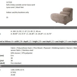 Modul colt exterior, Canapea modulara design LUX Lindau, sand - Img 2