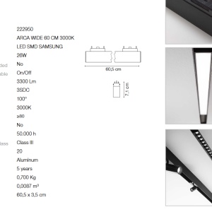 Modul LED pentru sina ARCA WIDE 60 CM 3000K 222950 64216 universul-luminii.ro
