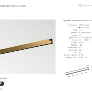 Modul magnetic liniar Smart pentru sina magnetica SIGMA, KIRA 20W CCT auriu - Img 2