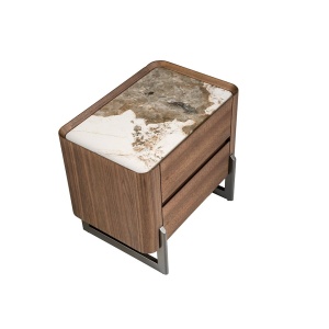 Noptiera 2 sertare deosebita design LUX Walnut-Marble - Img 8