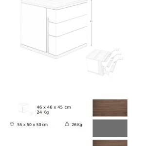 Noptiera cu 3 sertare furnir din lemn de nuc si MDF lacuit, Anna - Img 3