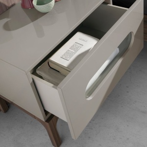 Noptiera design modern cu iluminare interioara Gray and Walnut - Img 2