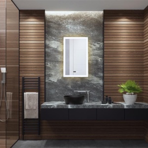Oglinda baie cu iluminat LED, ceas digital si dezaburire Rectangle, 60x90cm 139676 universul-luminii.ro