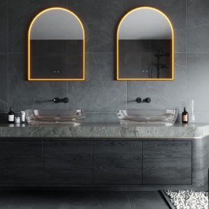 Oglinda baie cu iluminat LED MIRROR Auriu 90x70cm 180056 universul-luminii.ro