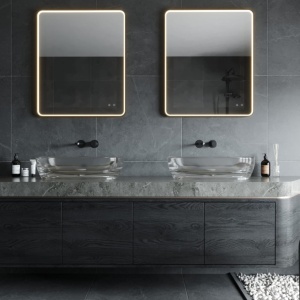 Oglinda baie cu iluminat LED MIRROR Negru 76x91cm 68456 universul-luminii.ro