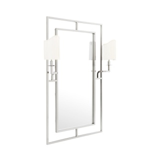Oglinda cu iluminat decorativa LUX clasic Astaire argintiu/ alb 109312 HZ - Img 2