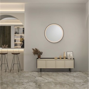 Oglinda cu iluminat LED design circular ONAR negru 160076 universul-luminii.ro