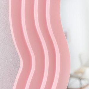 Oglinda de perete design modern Wave 160cm, roz - Img 5
