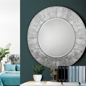 Oglinda decorativa AURORA ROUND 100cm, argintie SV-593364 - Img 3