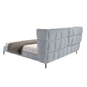 Pat dublu tapitat design LUX Gri-albastrui deschis, 180x200cm - Img 4