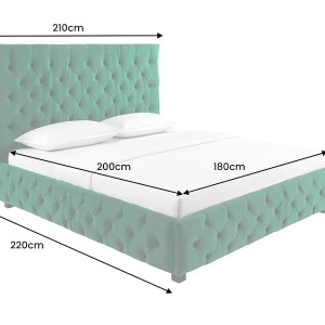 Pat elegant tapitat cu catifea verde inchis, PARIS CHESTERFIELD 180x200cm - Img 6