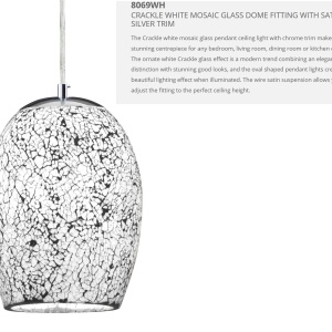 Pendul design modern Crackle alb mozaic 8069WH SRT - Img 5