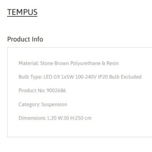 Pendul design modern, Stone Brown, TEMPUS, 20x30cm 169016 universul-luminii.ro