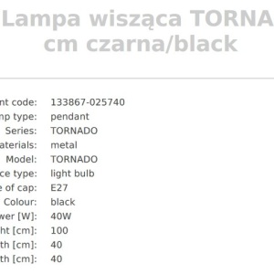 Pendul design modern Tornado negru 125246 universul-luminii.ro