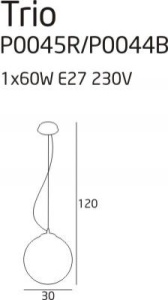 Pendul diam.30cm, H-120cm, Trio negru P0044 MX 66246 universul-luminii.ro