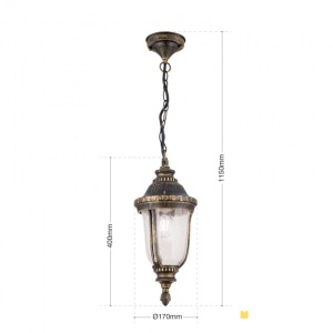 Pendul iluminat exterior IP23 August AL 11-1124/1 Patina OR 174516 universul-luminii.ro