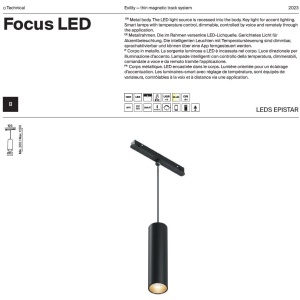 Pendul LED, accesoriu pentru sina magnetica Exility, Focus LED negru 3000K 131366 universul-luminii.ro