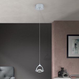 Pendul LED cu cristal K9 design lux MOON crom 156286 universul-luminii.ro