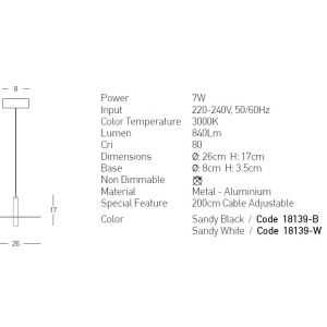 Pendul LED decorativ design modern Kurt alb 153476 universul-luminii.ro