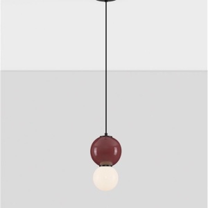 Pendul LED decorativ portelan bordeaux, sticla alb, NOESIS 244996 universul-luminii.ro