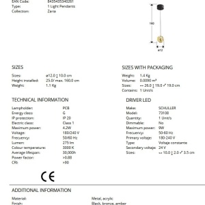 Pendul LED design decorativ modern Zaria 184546 universul-luminii.ro